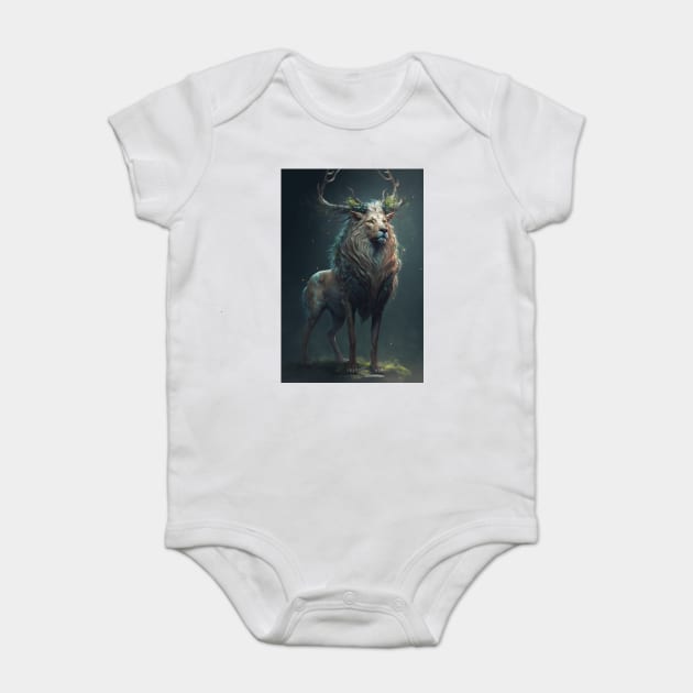 A Mythical God-Creature Combining the Power of a Lion and the Grace of a Deer Baby Bodysuit by Darksavage